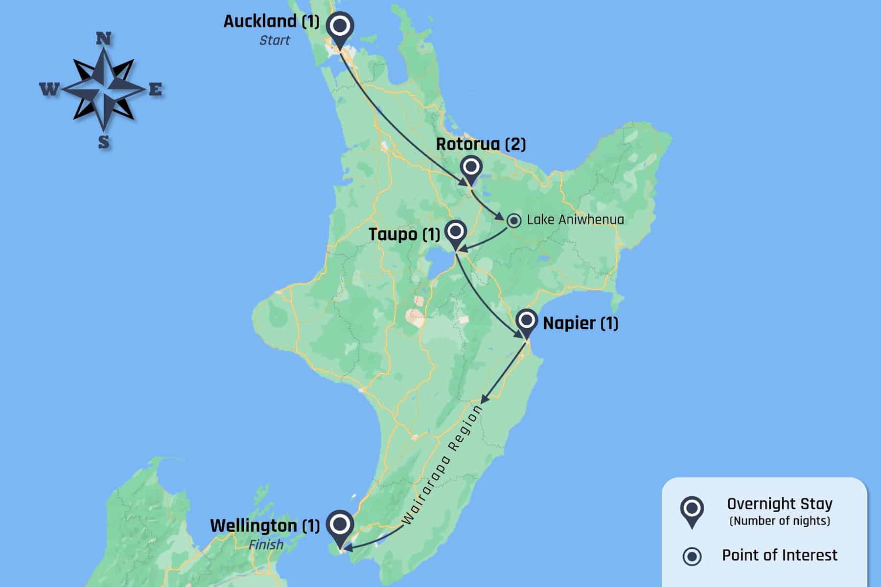 Map of the 7-Day Northern Explorer Tour